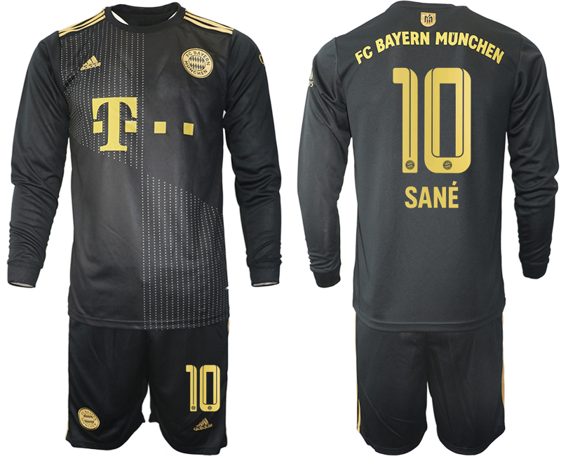 Men 2021-2022 Club Bayern Munich away black Long Sleeve #10 Soccer Jersey